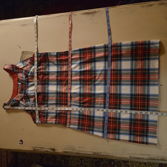 Gretchen Scott Designs Jersey Isosceles Duke of York Plaid Midi Shift Dress - Picture 8 of 12